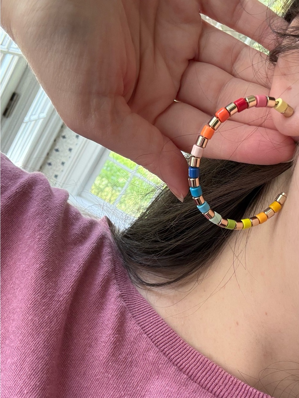 Roxanne Assoulin Multicolor Beaded Hoop Earrings